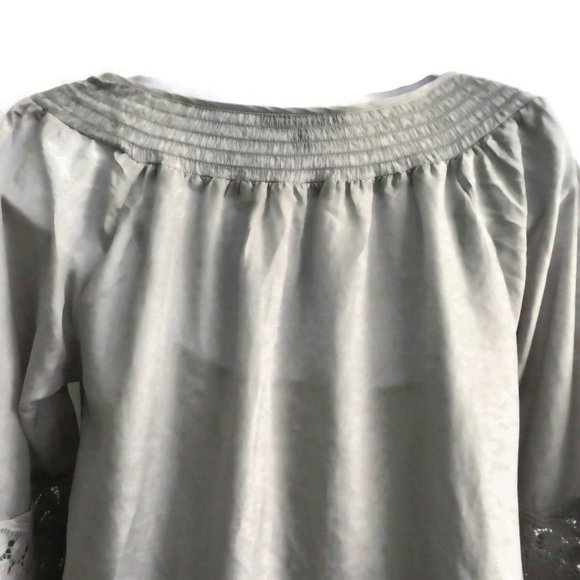 Daniel Rainn Boho Blouse Grey Inset Lace Cotton SiLK Cami Liner S - Picture 11 of 14